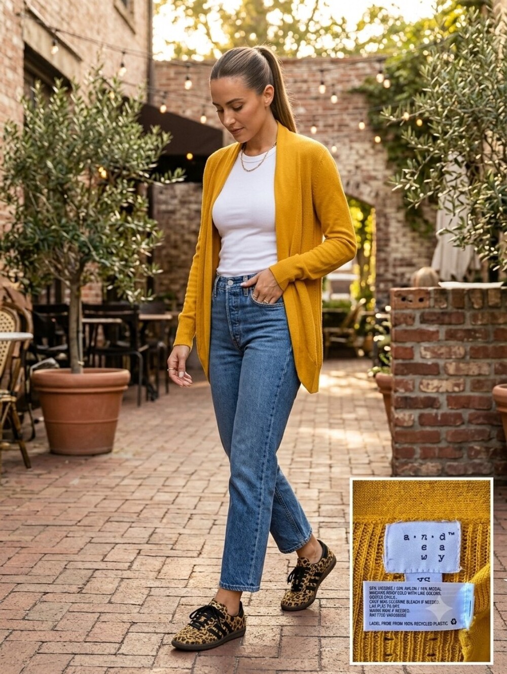 A New Day Mustard Yellow Fitted Lightweight Cardigan Sweater - XS